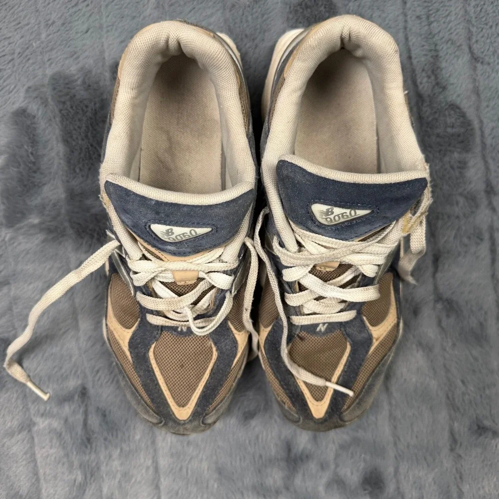 New Balance 9060 Navy Tan Suede Mesh Sneakers GC9060NRB Mens 7